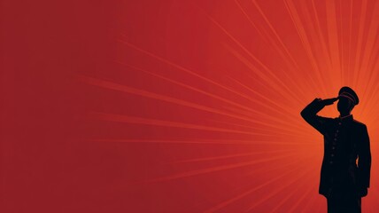 Silhouettes of soldiers under the red background of Chinese style