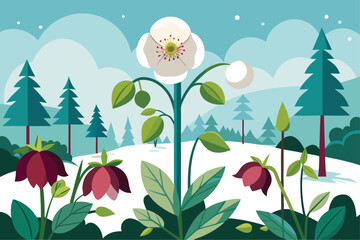 Obraz premium spring landscape with flowers and trees