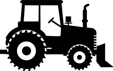 Fototapeta premium Heavy agricultural tractor machine black silhouette vector illustration