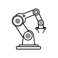 Automated Robot Arm Outline Vector Icon | Industrial Equipment Illustration Technology