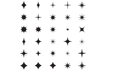 Retro Sparkle and Starburst Vector Icons – Vintage Lightning, Star, and Pop Art Clipart Set