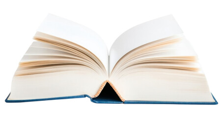 Obraz premium An open book with cream-colored pages, slightly curved, resting flat and fanned out symmetrically.