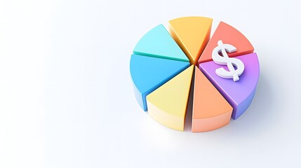 Obraz premium Colorful pie chart with dollar sign for financial analysis