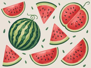 seamless pattern with watermelon