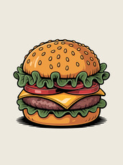 hamburger on white background