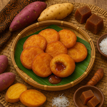 Sweet Indonesian Fried Cassava Balls with Palm Sugar Filling