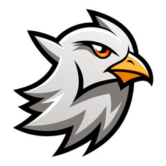Aggressive eagle head mascot logo design with fierce orange eye