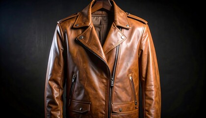 Close-up of a brown leather jacket