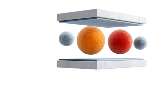 Abstract representation of atoms interacting in a modern scientific context, with vibrant colors on a clean background.