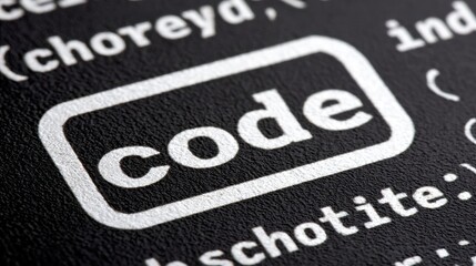 Close up of Code Word on Black Background