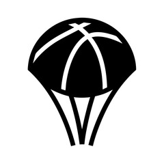 Stylized Black and White Icon Depicting Parachute Shape With Modern Design