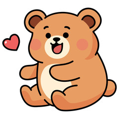 Fototapeta premium Cute bear. kawaii brown bear. teddy bear with a heart