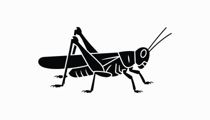 Silhouette of Grasshopper Insect, Isolated Vector Illustration for Nature, Wildlife, Entomology, Pest Control, Science, Garden, Summer, and Educational Design Projects