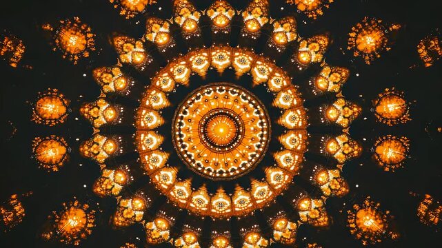 Abstract Golden Mandala Ornament Animation for Meditative and Hypnotic Visuals