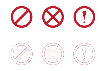 Set stop Restriction Sign Icons Collection, Warning stop sign