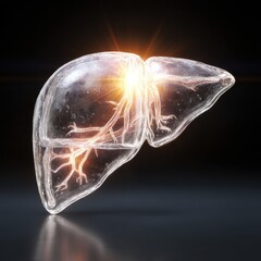 Glowing Human Liver 3D Render Translucent Anatomy