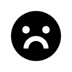Unhappy face icon, solid fill sad emoji for feedback and reviews