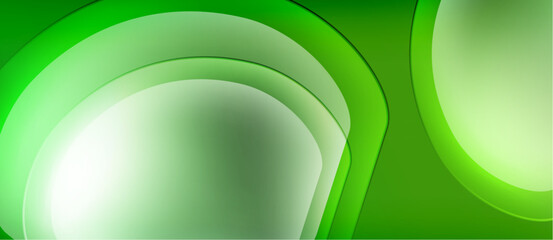 Abstract green design features layered circles, creating luminous effect. Smooth gradients suggest depth, modern aesthetic.