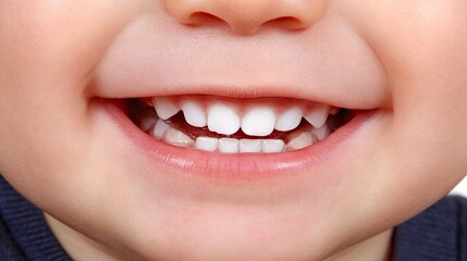Obraz premium Close-up of a baby boy's first tooth revealing healthy dental development in early childhood