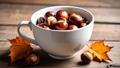 Chestnuts in a white mug
