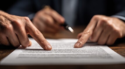 Close-up of hands reviewing legal document
