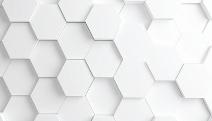 Fototapeta premium Three-dimensional hexagonal tile grid with varied elevation, clean white finish, minimal lighting contrast.