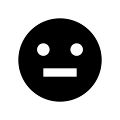 Neutral face icon, solid fill normal emoji for feedback and reviews
