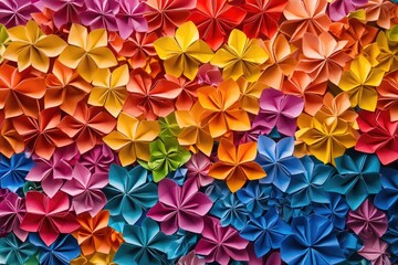 Colorful origami flower pattern