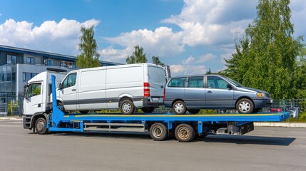 White van driving on a sunny highway with motion blur effect, capturing the essence of travel and adventure in a hyperrealistic style