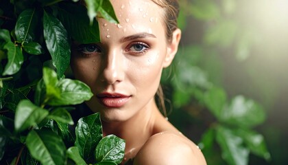Close-up portrait of a woman in nature