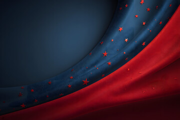 Blue and red background with stars, red banner USA flag design for political campaign poster or advertising template, copy space