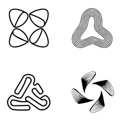 Set with circles. Rotating art lines in circle shape as symbol, logo or icon.