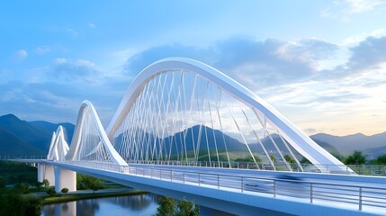 Obraz premium Majestic modern bridge symbolizing connectivity and economic progress