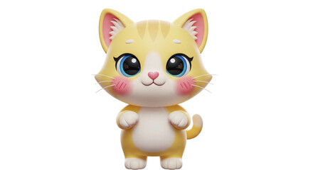 Fototapeta premium 3D cute kitten character – background transparent