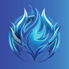 Obraz premium A abstract logo shaped blue flame art and illustration
