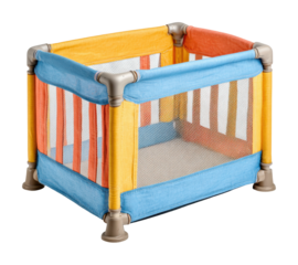 Child safety playpen for use colorful design soft environment engaging viewpoint isolated on transparent background