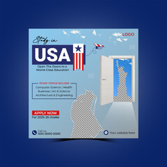Study in USA Social Media Post Design Template