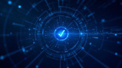 Futuristic Digital Checkmark Symbol