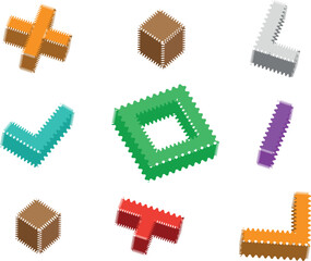 3D Minimalist Zigzag Borders – Abstract Vector Frames for Modern Branding, Stickers, Tags, and Label Design Projects