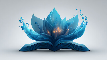 Abstract Book with Water Flower Knowledge and Creativity Concept