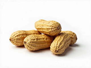 Organic Whole Peanuts in Shell on White Background Natural Snack and Nutrition Concept