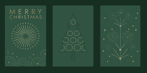 Elegant merry christmas greeting cards with festive designs © Ripan