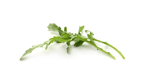 Fresh ripe green arugula leaves isolated on white