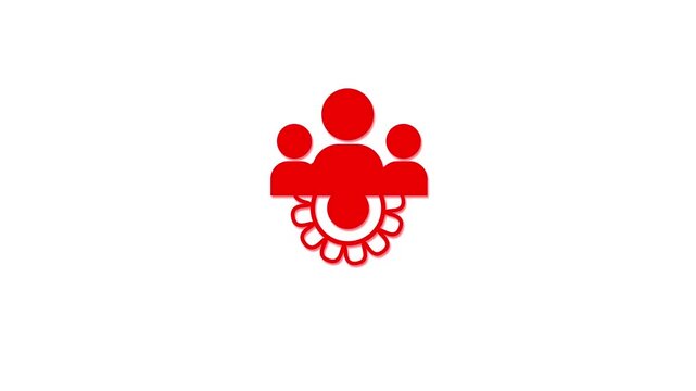 Red Teamwork Icon on White Background Illustrating Collaboration Partnership Community Unity