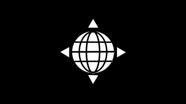 Global Navigation Symbol Animation Concept Worldwide Connectivity Directional Arrows Pointing