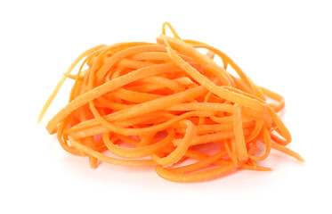 Pile of vegetable noodles isolated on white