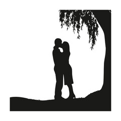 Couple silhouette, romance, love, relationship