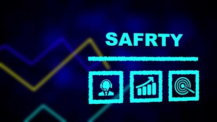A Health and Safety business concept on a flashing computer monitor with moving graphs and data. Abstract data graph for business success. Business profit income and capital charts and graphs diagram - Powered by Adobe