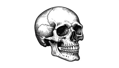 Fototapeta premium Detailed black and white skull profile