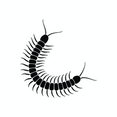 Silhouette of Centipede Isolated on White Background, Vector Illustration for Insect, Nature, Pest Control, Science, Biology, and Wildlife Design Concepts